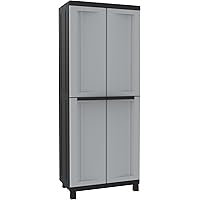 Terry, Twist Black 3680, Besenschrank mit 2 Türen, vertikaler Trennwand und 3 Einlegeböden, für innen und außen. Farbe…