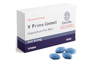 Erexon - V Prime Connect | 10 Blue Tablets 100mg | Herbal Supplement for Men | Men's Vitality Support | Performance & Enhancement | Ginseng Maca Root Zinc