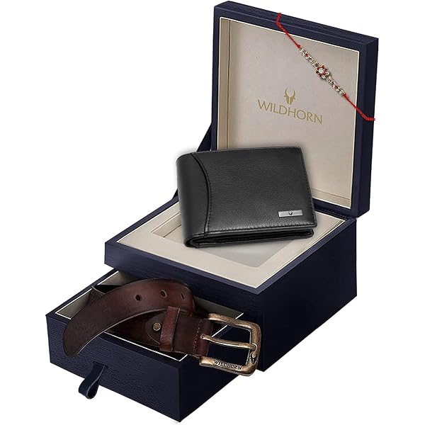 Urban Forest Rakhi Gift Hamper For Brother – Leather Wallet, Belt & Rakhi In Wooden Box - View #11