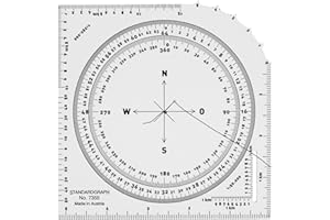 ‎STANDARDGRAPH Militär Planzeiger - Schablone für Taktische Zeichen - Kartenwinkelmesser - Militärischer Winkelmesser - Koordinaten Skala Topografische Karten - Marschzahlmesser - Vollkreiswinkelmesser
