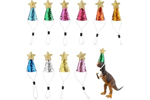 GOKTVAI 10pcs Mini Party Hats for Stuffed Animals, Artificial Leather Shining Star Tiny Birthday Hats Small Colorful Doll Party Decorations Supplies for Toys Pet Cat Dog