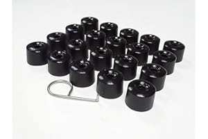 PARTSDEALERS Round Type Wheel Nut Covers for VW Arteon Beetle Caddy Golf Jetta Polo Passat Scirocco Skoda Tiguan T-Cross T-Roc (Glossy Black 16+4)