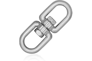 everlar® Émerillon en acier inoxydable I 10 mm XL, BS 2550 kg I Rotation et fixation confortables et sûres de fauteuil suspendu, sac de frappe, barbecue pivotant, balançoire, etc. I Haute résistance