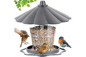 WLLKOO Bird Feeder, Bird Feeders for Outside Outdoors Hanging, Birds Feeder Adjustable Feeder with Sturdy Wire and Roof, Plastic, for Garden, Backyard, Terrace