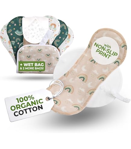 Natissy Premium Reusable Panty Liners (Small, 7-Pack) – Organic Cotton, Non-Slip, High-Temp Washable For Daily Freshness