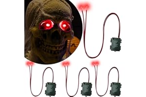 Sunwuun 4 Stück Halloween LED Leuchtende Augen für Halloween Deko Kostüm Cosplay Masken,Totenköpfe,LED Augen Dekoration