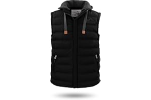 ‎NORMANI normani Herren Weste Steppweste mit Swaet Kapuze und Stehkragen - Outdoor Weste mit wasserdichten Reißverschlüssen