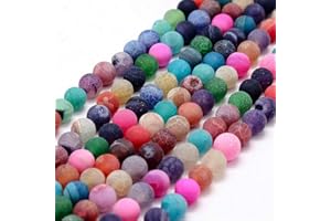 PERLIN Cuentas redondas de piedras preciosas de 6 mm, ágata, colores mate variados, piedras naturales con orificio para enhebrar y crear joyas R85