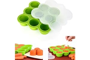 Cisixin Récipient Nourriture pour Repas Bebe - 9 Pots de Conservation, Boites de congélation Moule de Glace avec Couvercle en Silicone (Vert)
