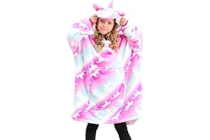 Ceruwum Unicorn Hoodies for Girls, Unicorn Hooded Sweatshirt, Oversized Hoodie Blanket for Kids