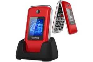 Tosaju 4G Seniors Téléphone Mobile sans contrat Pliable 1200 mAh Batterie Simple Grand Bouton téléphone Portable pour Personnes âgées avec Station de Charge Appel d'urgence Bouton Double Sim Gratuit