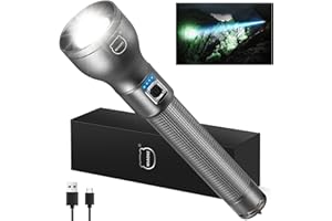 MIAOKE Lampa błyskowa LED, wysoka jasność światła, 25 0000 lumenów, super jasne światło błyskowe z 3 trybami oświetlenia, ręczna lampa błyskowa do polowania, na kemping, spotkania