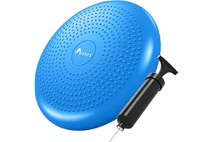 ROMIX Wobble Cushion, 34CM Inflatable Air Stability Cushion Balance Board with Pump, Non-slip Balance Disc Sitting Posture Trainer Wiggle Seat for Home Office Chair, Kids ADHD Physio Therapy