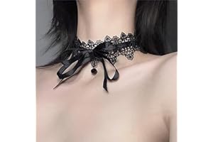 Wendalern Gothic Lace Choker Necklace Black Crystal Bow Collar Necklace Sexy Velvet Bowknot Stretchy Choker Halloween Costume Necklace Jewelry Accessories for Women Girls