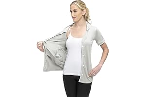 USBD Post Mastectomy Surgery Recovery Shirt Lapel Collar Camisole with Drain Pockets