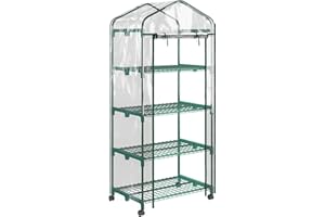 Outsunny Serre de Jardin avec étagères 4 Niveaux, Serre de Balcon, bâche renforcée, châssis en Acier, Porte zippée, pour légumes Plantes Fleurs, intérieur et extérieur, 69 x 50 x 165 cm, Transparent