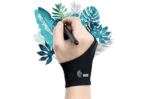 UGEE 1 rękawica dla artysty na tablet z grafiką praworęczną, rękawica do rysowania przeciwporostowa, rękawica z dwoma palcami do rysowania, czarna