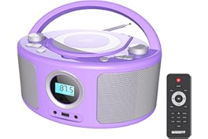 WISCENT Lettore CD Radio portatile per bambini Boombox, con Bluetooth | Radio FM | USB | MP3 | Compatibile con CD-R/CD-RW, lettore CD radio