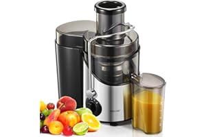 ‎HOUSNAT HOUSNAT Entsafter Gemüse und Obst, Max 800W Juicer Machine aus Edelstahl mit 3 Geschwindigkeitsstufen, 65mm Großem Mund Zufuhrschacht Zentrifugal Entsafter, Leicht zu Reinigen, BPA-frei, 400W