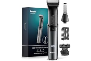Afeitadora Corporal Masculina, kensen Impermeable Depiladora Corporal Hombre en Seco y Húmedo para Barba, Axilas, Pecho, Piernas y Genitales, Pantalla LED, Peine Límite Ajustable (1-10 mm)