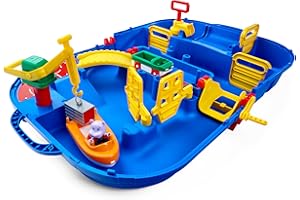 AquaPlay LockBox 8700001516 - Train Aquatique comme Valise de Transport avec 27 pièces - Kit de Jeu Comprenant 1 Voiture amphibie et Bateau à conteneurs - pour Enfants à partir de 3 Ans - Bleu