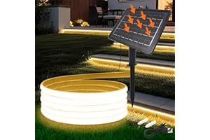KISUFU 24V Solar Neon Light outdoor LED Strips, IP68 impermeabile 320 LEDs/m strisce LED con 1200mah 8 modalità solare con inserto di terra luce per casa giardino matrimonio festa di Natale.