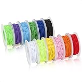 HONZUEN Elastic Thread for Bracelets 1 mm 12 Colours, Durable with Spool | Memory Elastic | 12 Vivid Colors | 20m/spool | Ant