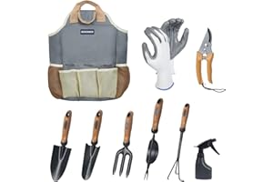 DEWINNER Gartenwerkzeug-Set 8Pcs, Gartenarbeit, Garten Geschenk für Frauen und Männer, Edelstahl, Robuste Gartenwerkzeug-Sets, Einfache Lagerung
