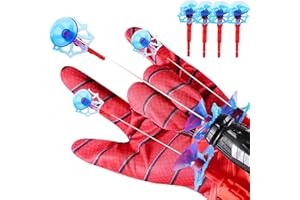 liuer 2PCS Spider Guanti per Bambino,Spider Glove Launcher Giocattoli Set,Launcher Glove Guanti Launcher per Giochi per Bambini Guanti Lanciatori Spider-Man Glove Guanti di Spider per Cosplay