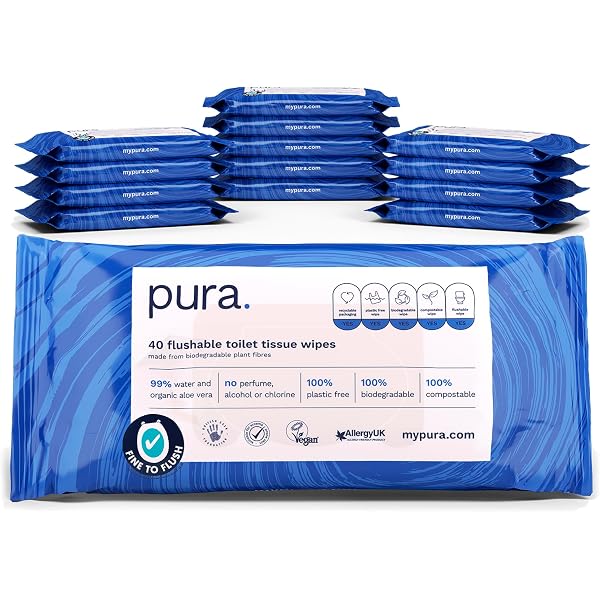 Lingettes Bébé Pura - 99% Eau, Sans Plastique, Jetables Toilettes - Aloe Vera, Sans Parfum - Pour Peaux Sensibles