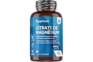 WEIGHTWORLD Citrate de Magnesium, 240 Gélules Vegan - Magnésium Élémentaire, 8 Mois d'Approvisionnement - sans Gluten, sans OGM - Selon l'EFSA, le Magnésium Contribue à une Fonction Musculaire Normale