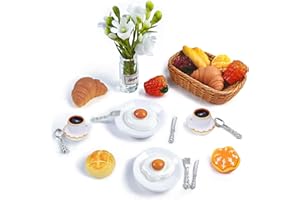 LEBORIA Wichtel Zubehör Miniatur Weihnachten, 23 Stück Puppenhaus Frühstück Essen Geschirr Set, 1/12 Mini Besteck Wichtel Küche Wichtelzubehör Wichtelset, Weihnachten Deko