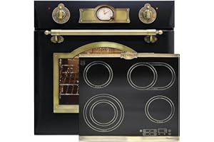 Kaiser EH 6355 Em Electrique Einbau-Backofen 67L Schwarz + Kaiser KCT 6395 Em Induktionskochfeld 60 cm/Schwarz Platte / 8 Funktionen/Retro Backofen / 8 Funktionen/autark
