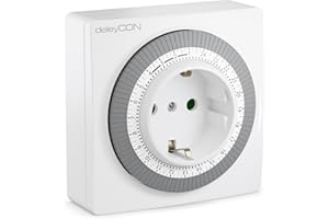 deleyCON Enchufe Temporizador Ajustable Manualmente a Través de la Plataforma Giratoria 96 Circuitos Interiores 3500W Blanco