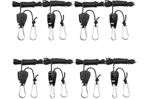 BOSYTRO 4 Coppie (8 Pezzi) 1/8 di pollice Rope Ratchet Ganci di Corda Nylon 1/8" Cricchetto a corda con gancio a cricchetto Ingranaggi Interni in Metallo Rinforzato,capacità di carico 68 kg/paio