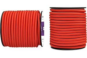Abma Cord Cuerda Elástica 6mm 20M Cuerda de Lona Cuerda de Goma Cuerda Tensora Cuerda Expansora - Rojo