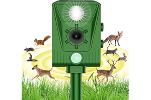 ASHMITA Ultrasonic Cat Repellent,Garden Ultrasonic Fox Repellent, Solar Powered & Waterproof Animal Deterrent, Flashing Light and USB Charge for Cats, Dogs, Squirrel, Rat, Foxes, Snake, Deer, Wild Animals