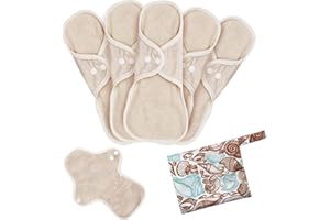 MQUPIN Podpaski higieniczne wielokrotnego użytku z bawełny organicznej, 5 sztuk wielokrotnego użytku bawełnianych wkładki, nadające się do prania, podpaski higieniczne do menstruacji, szczelne