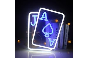 WANXING Carte da gioco Insegne al neon Insegna al neon a parete LED scritte luminose fresca Arredamento per camera Camera da letto Bar Negozio Hotel Festa di compleanno di Natale (blu bianco)