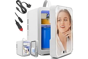 Gdsode Mini Fridge, 6L/6 Cans Mini Fridges Cold & Warm, Car Fridge, >25dB, Adjustable temperature, LED Temperature Display, Car/Home Mini Refrigerator for Drinks, Cosmetics, Facial Mask, Snacks