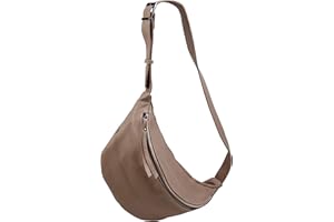 SH Leder echt Leder Damen Unisex Brusttasche für Festival Reise mittelgross Hüfttasche Crossbody Bag Frauen Ledertasche 37x21cm Fania G697