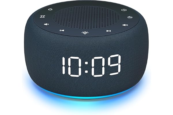 BUFFBEE Radio-réveil pour la Chambre - Son de Haute qualité pour la Radio, veilleuse 7 Couleurs, Affichage Complet avec variateur d'intensité pour la Table de Nuit (Bleu Marine)