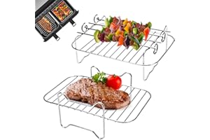WIZSOFER 2Pcs Air Fryer Rack for Ninja Dual Zone 304 Stainless Steel Multi-Layer Air Fryer Accessories Dehydrator Rack Compatible with Ninja AF451UK/AF300UK/ AF400UK
