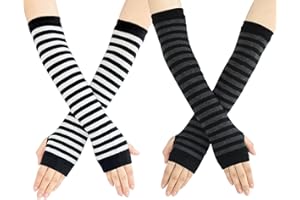 SwirlColor Rękawy damskie, ocieplacze na ramiona w paski długie rękawiczki bez palców dla kobiet rękawy ocieplacze na ramiona jesienne zimowe akcesoria