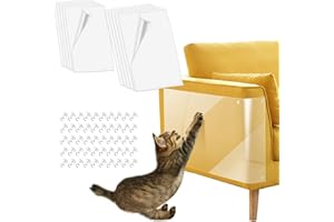 Pidsen Protezione Graffi Gatto, 12 Pezzi Autoadesive Trasparente PVC Anti-Graffio Protector per Gatti e Cani con Viti Nastro Adesivo Antigraffi per Divano e mobili - Quattro Taglie