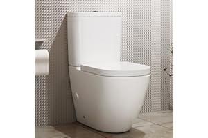 Royal Bathrooms Elva Contemporary Gloss White Close Coupled Rimless Toilet with Dual Flush Cistern Quick Release Standard Soft Close Seat Round Shape Bathroom WC