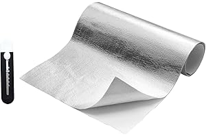 Laitejituan 60 x 300 cm Foglio Isolante Adesivo Isolante Termico Foglio Alluminio Fibra di Vetro Barriera Termica Alluminizzata Materiale Riflettente per Isolamento & Tubazioni