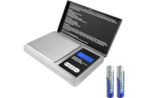 GIGTOOP Bilancia di Precisione 500g/0.01g Portatile Bilance per Gioielli(7 Unità),Bilancia Digitale con Display LCD Retroilluminato【Funzione Tara】,per Cucina/Caffè(2 batterie incluse) (Argento)