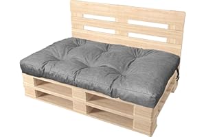 ‎PILLOWS24 Pillows24 Palettenkissen | Palettenauflage Polster für Europaletten | Hochwertige Palettenpolster | Palettensofa Indoor & Outdoor | Erhältlich Made in EU (Sitzfläche 120x80, Grau)