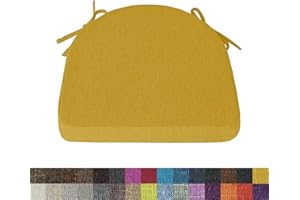 Lsjoaw 1 Stück Stuhlkissen Sitzkissen Stuhl 40X40X38X5 Sitzpolster mit Bindeband Rutschfestes Zierkissen Gartenkissen Halbrund Auflage für Stühle Indoor/Outdoor Sitzauflage,Yellow